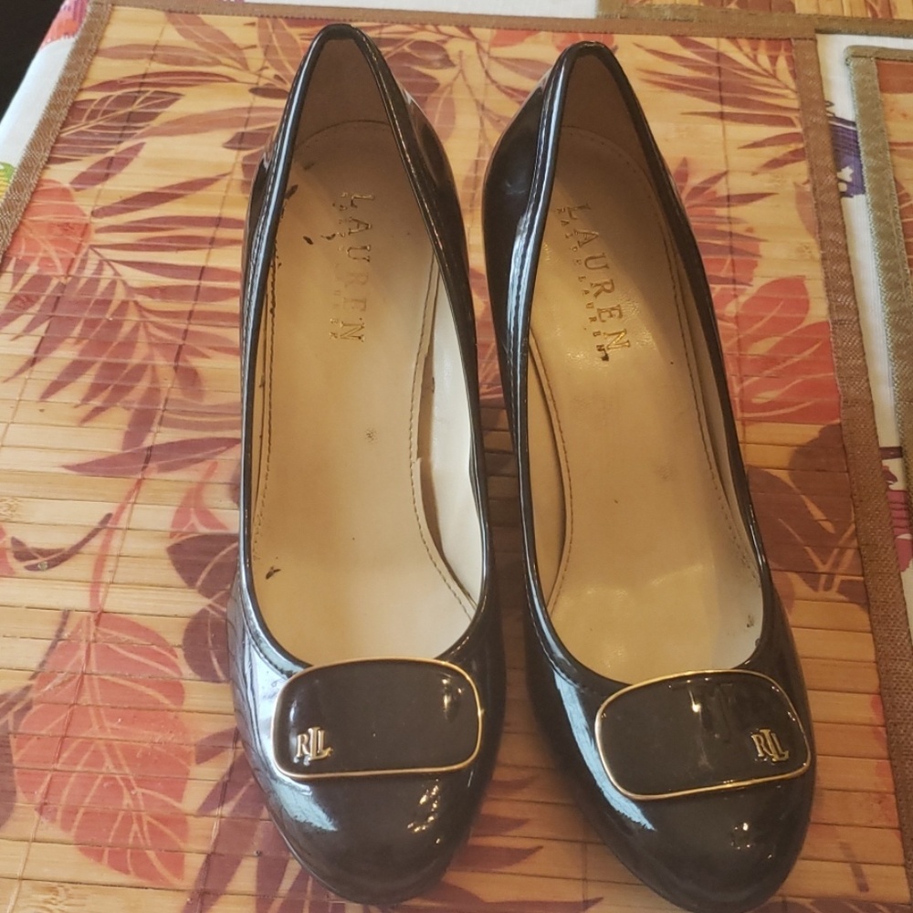 Ralph Lauren formal wedge paten shoes, very nice